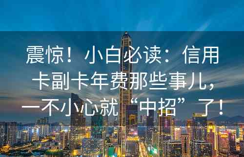 震惊！小白必读：信用卡副卡年费那些事儿，一不小心就“中招”了！