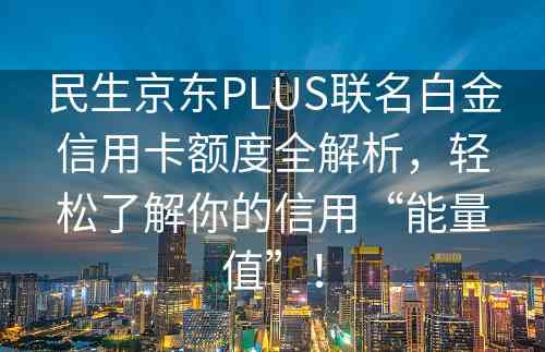 民生京东PLUS联名白金信用卡额度全解析，轻松了解你的信用“能量值”！