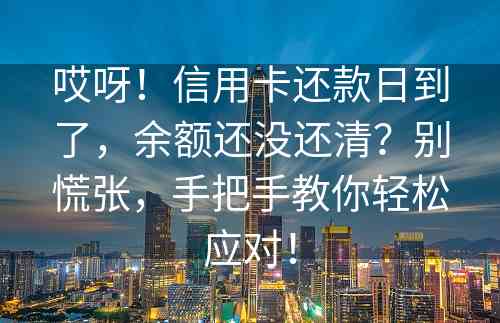 哎呀！信用卡还款日到了，余额还没还清？别慌张，手把手教你轻松应对！