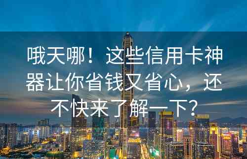 哦天哪！这些信用卡神器让你省钱又省心，还不快来了解一下？