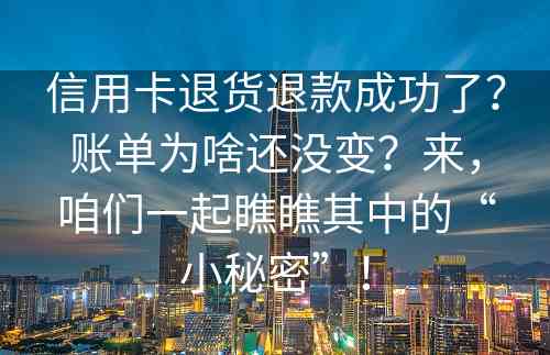 信用卡退货退款成功了？账单为啥还没变？来，咱们一起瞧瞧其中的“小秘密”！