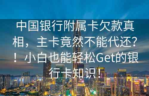 中国银行附属卡欠款真相，主卡竟然不能代还？！小白也能轻松Get的银行卡知识！