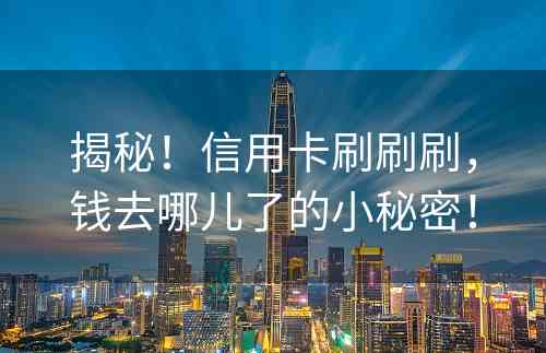 揭秘！信用卡刷刷刷，钱去哪儿了的小秘密！