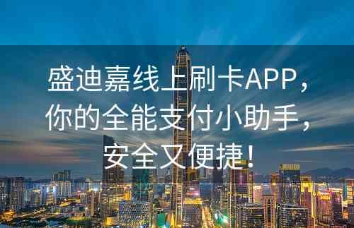 盛迪嘉线上刷卡APP，你的全能支付小助手，安全又便捷！