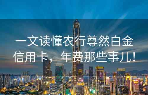 一文读懂农行尊然白金信用卡，年费那些事儿！