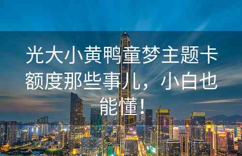 光大小黄鸭童梦主题卡额度那些事儿，小白也能懂！