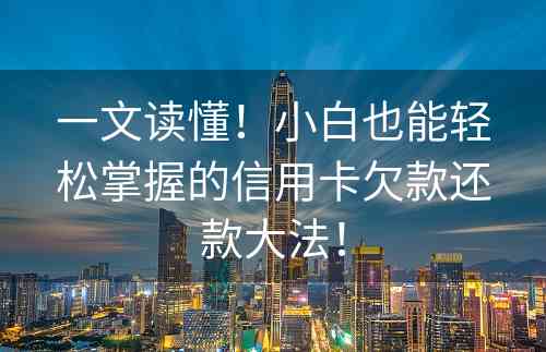 一文读懂！小白也能轻松掌握的信用卡欠款还款大法！