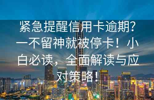 紧急提醒信用卡逾期？一不留神就被停卡！小白必读，全面解读与应对策略！