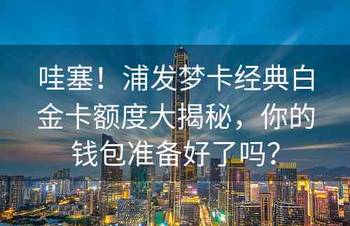 哇塞！浦发梦卡经典白金卡额度大揭秘，你的钱包准备好了吗？