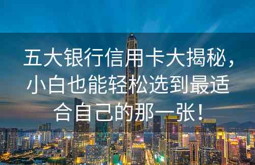 五大银行信用卡大揭秘，小白也能轻松选到最适合自己的那一张！