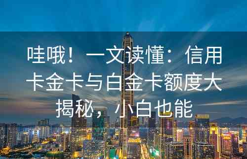 哇哦！一文读懂：信用卡金卡与白金卡额度大揭秘，小白也能