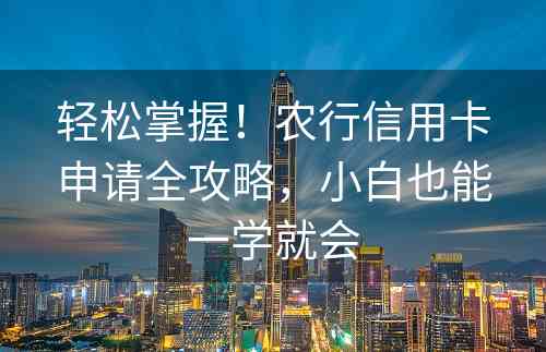 轻松掌握！农行信用卡申请全攻略，小白也能一学就会