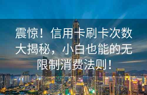 震惊！信用卡刷卡次数大揭秘，小白也能的无限制消费法则！