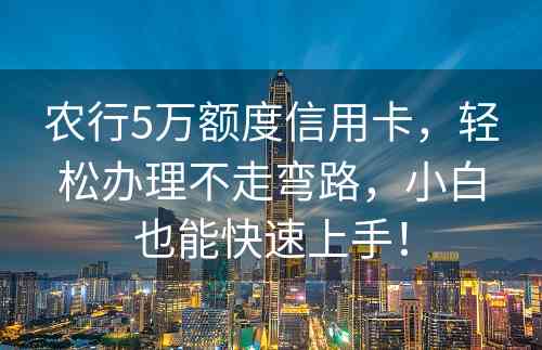 农行5万额度信用卡，轻松办理不走弯路，小白也能快速上手！