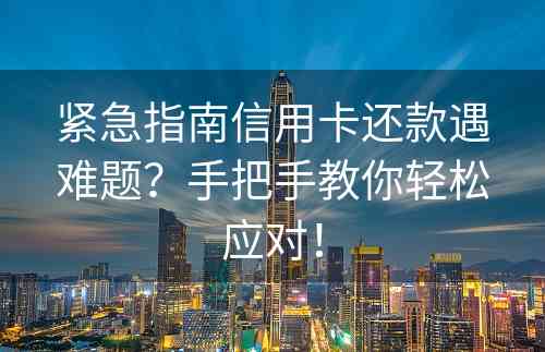 紧急指南信用卡还款遇难题？手把手教你轻松应对！