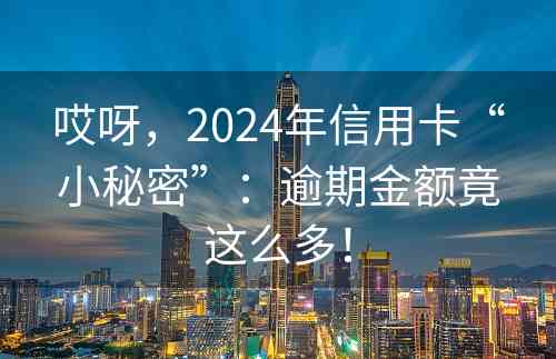 哎呀，2024年信用卡“小秘密”：逾期金额竟这么多！