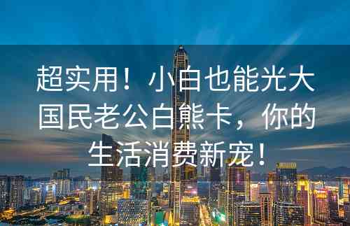 超实用！小白也能光大国民老公白熊卡，你的生活消费新宠！