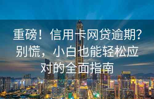 重磅！信用卡网贷逾期？别慌，小白也能轻松应对的全面指南