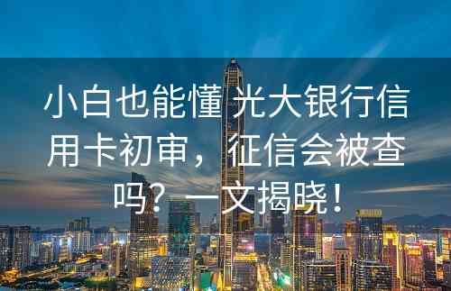 小白也能懂 光大银行信用卡初审，征信会被查吗？一文揭晓！