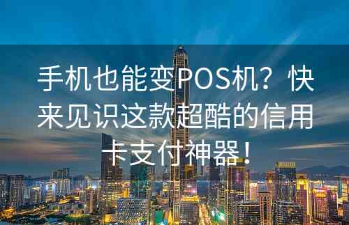 手机也能变POS机？快来见识这款超酷的信用卡支付神器！