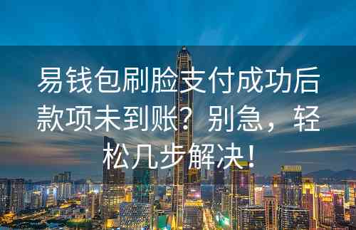 易钱包刷脸支付成功后款项未到账？别急，轻松几步解决！