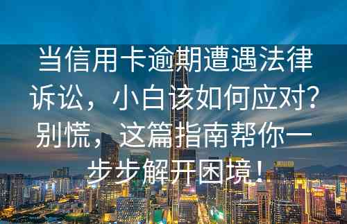 当信用卡逾期遭遇法律诉讼，小白该如何应对？别慌，这篇指南帮你一步步解开困境！