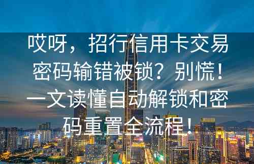 哎呀，招行信用卡交易密码输错被锁？别慌！一文读懂自动解锁和密码重置全流程！