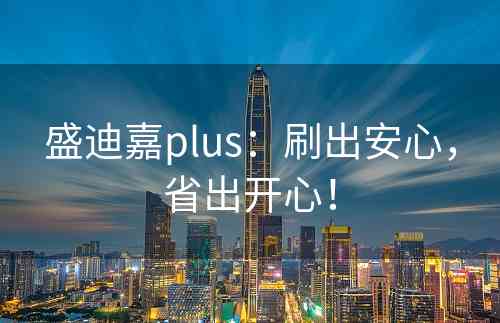 盛迪嘉plus：刷出安心，省出开心！