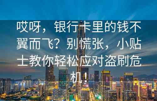 哎呀，银行卡里的钱不翼而飞？别慌张，小贴士教你轻松应对盗刷危机！