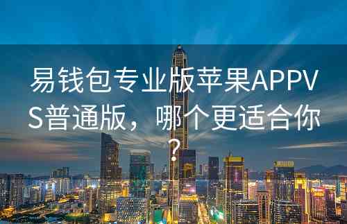 易钱包专业版苹果APPVS普通版，哪个更适合你？