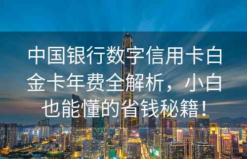 中国银行数字信用卡白金卡年费全解析，小白也能懂的省钱秘籍！