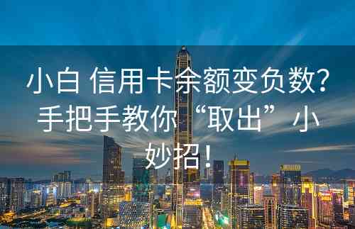 小白 信用卡余额变负数？手把手教你“取出”小妙招！