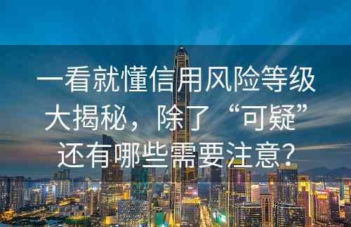 一看就懂信用风险等级大揭秘，除了“可疑”还有哪些需要注意？