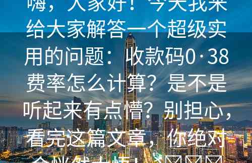 嗨，大家好！今天我来给大家解答一个超级实用的问题：收款码0·38费率怎么计算？是不是听起来有点懵？别担心，看完这篇文章，你绝对会恍然大悟！?