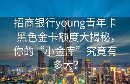 招商银行young青年卡黑色金卡额度大揭秘，你的“小金库”究竟有多大？