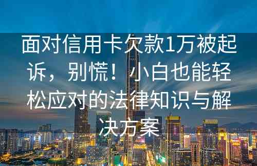 面对信用卡欠款1万被起诉，别慌！小白也能轻松应对的法律知识与解决方案