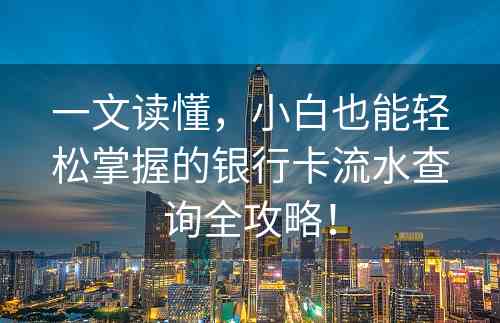 一文读懂，小白也能轻松掌握的银行卡流水查询全攻略！