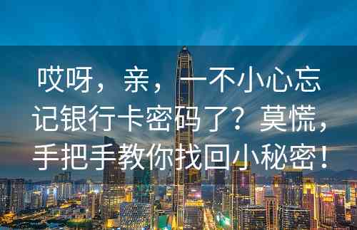 哎呀，亲，一不小心忘记银行卡密码了？莫慌，手把手教你找回小秘密！