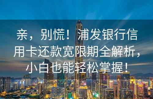 亲，别慌！浦发银行信用卡还款宽限期全解析，小白也能轻松掌握！