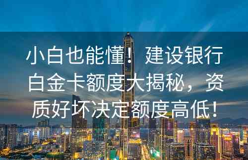 小白也能懂！建设银行白金卡额度大揭秘，资质好坏决定额度高低！