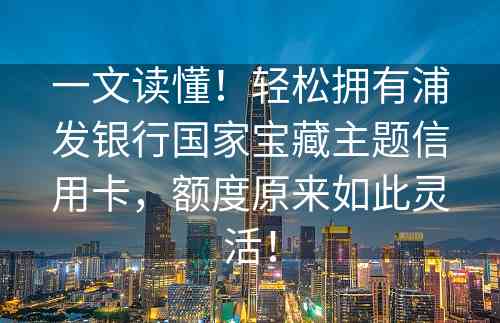 一文读懂！轻松拥有浦发银行国家宝藏主题信用卡，额度原来如此灵活！