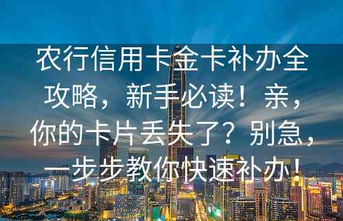 农行信用卡金卡补办全攻略，新手必读！亲，你的卡片丢失了？别急，一步步教你快速补办！