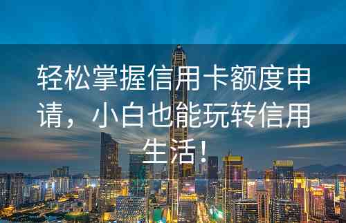 轻松掌握信用卡额度申请，小白也能玩转信用生活！