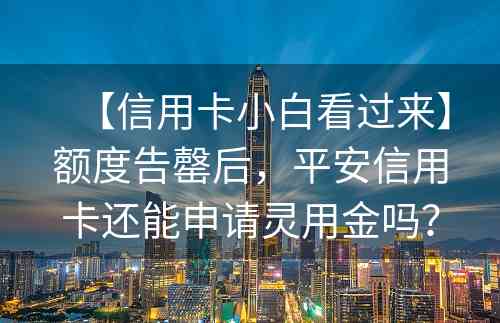 【信用卡小白看过来】额度告罄后，平安信用卡还能申请灵用金吗？