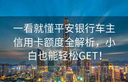 一看就懂平安银行车主信用卡额度全解析，小白也能轻松GET！