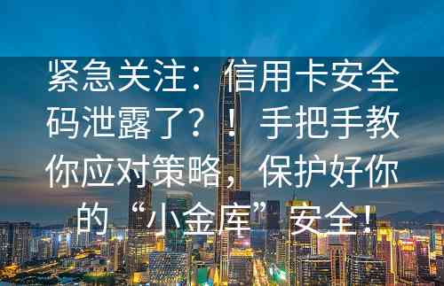 紧急关注：信用卡安全码泄露了？！手把手教你应对策略，保护好你的“小金库”安全！