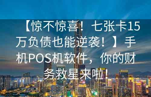 【惊不惊喜！七张卡15万负债也能逆袭！】手机POS机软件，你的财务救星来啦！