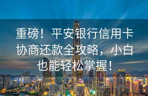 重磅！平安银行信用卡协商还款全攻略，小白也能轻松掌握！