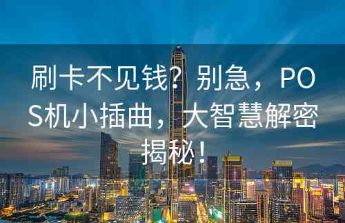 刷卡不见钱？别急，POS机小插曲，大智慧解密揭秘！