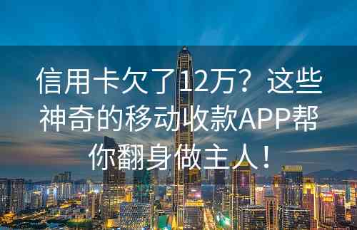 信用卡欠了12万？这些神奇的移动收款APP帮你翻身做主人！